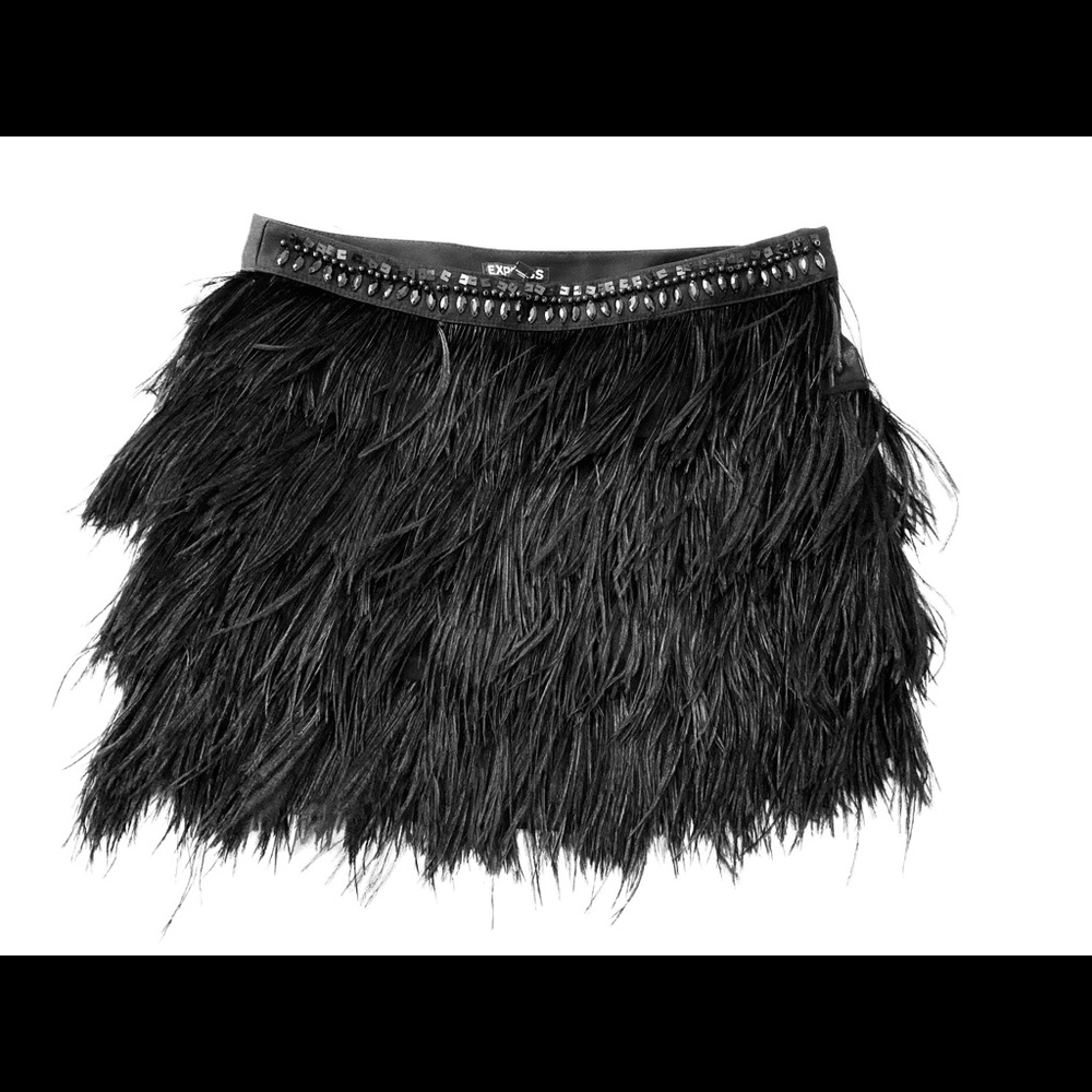 Express Ostrich Feather Mini Skirt